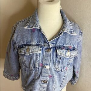 Zara Kids Light Blue Denim Jacket with Pink Details
